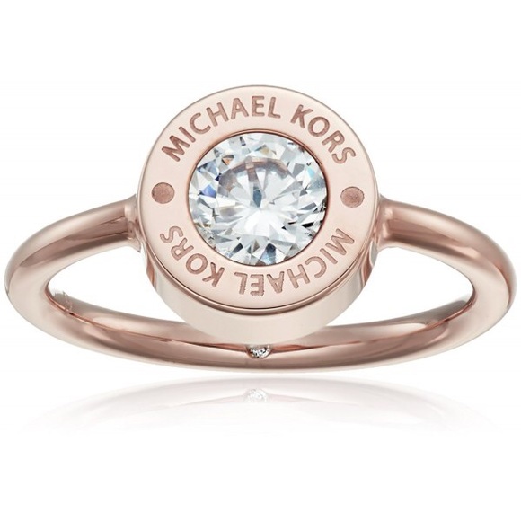 NWT MICHAEL KORS Brilliance Rose Gold Crystal Ring - Picture 6 of 7